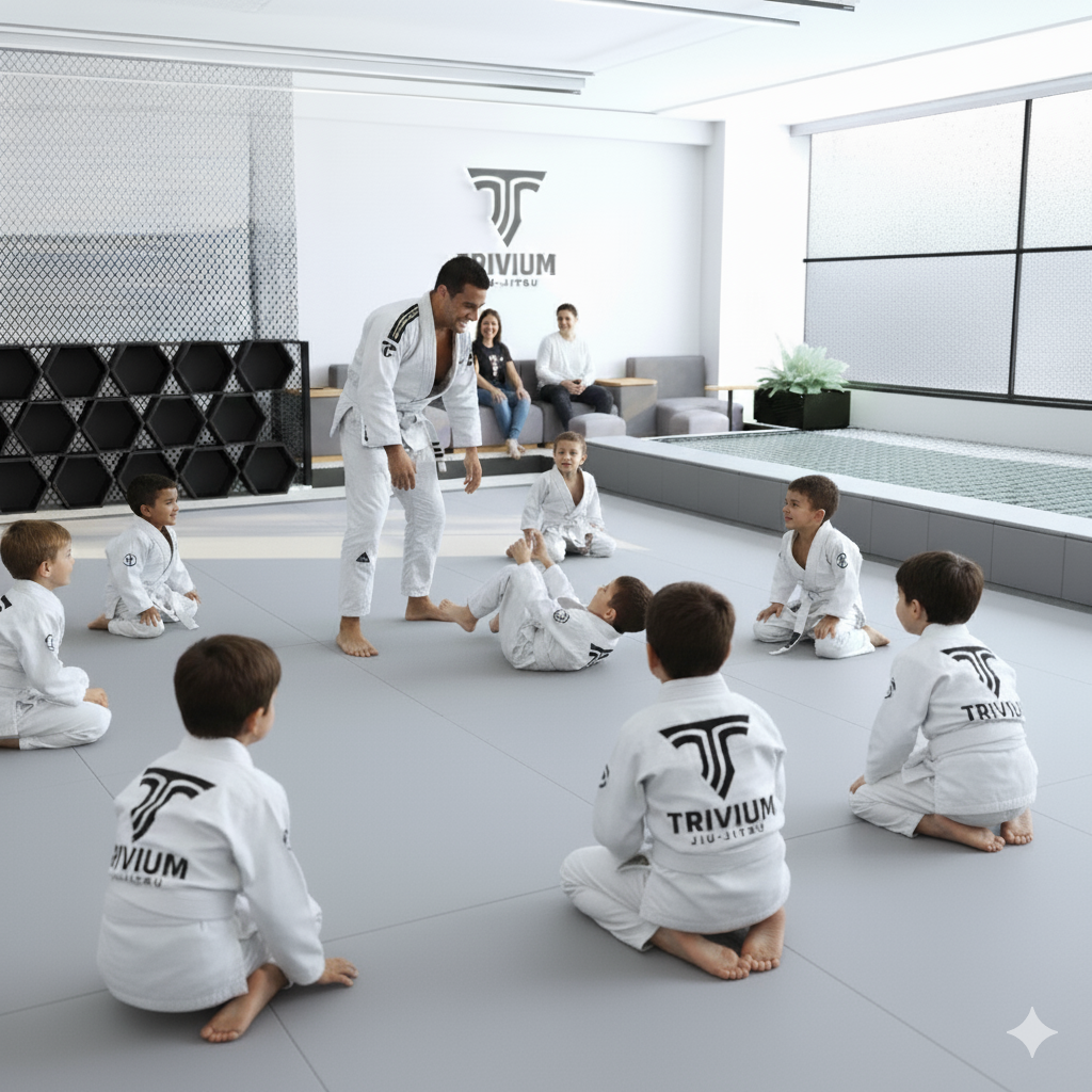 Aulas de jiu-jitsu para crianças, ensinando disciplina e respeito